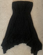Guess LA Women's Dress Black Lace Lined Fit To Flare Strapless Size Medium