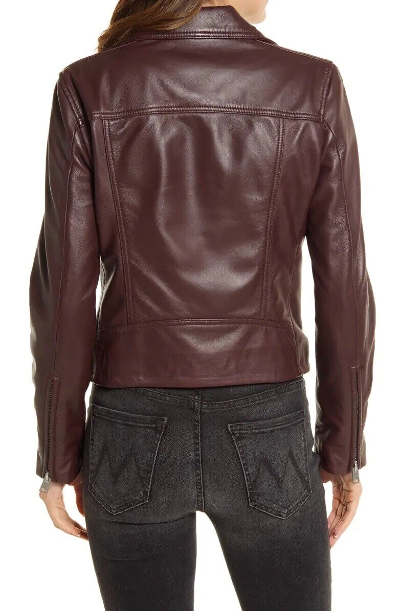 ALLSAINTS Women\'s Dalby Leather Moto Biker Jacket Oxblood Red Size 0 US  $499 NEW | eBay