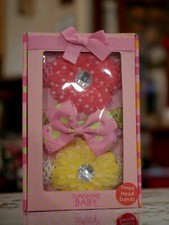 NEW SUNSHINE BABY THREE HEADBANDS Girls Head wrap 0-6 Months PINK YELLOW