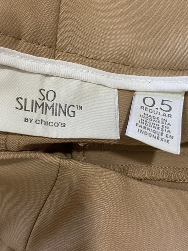 Chicos So Slimming Grace Pants Womens 0.5- S -High Rise Camel Straight Leg NWT - Picture 6 of 8