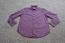 Robert Graham Shirt Mens Large Purple Button Up Paisley Flip Cuff Classic Fit