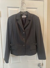 Calvin Klein Women Blazer Jacket Size 10 Pretty Gray button  jacket long sleeve