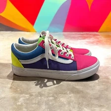 Vans Old Skool Neon Color-Block Skate Shoe Size 6M/7.5W PINK/YELLOW/GREEN/BLUE