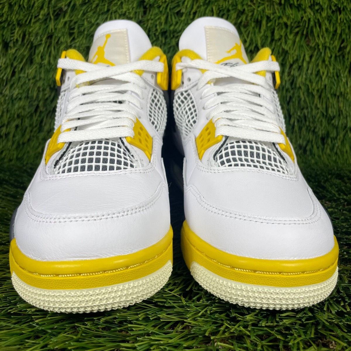 Air Jordan 4 ホワイト/イエロー Nike Air Jordan 4 Retro Women's size 8.5 Yellow White Vivid