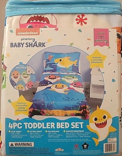 Baby Shark Nickelodeon 4-teiliges Kleinkind Bett-Set von Pinkfong KOSTENLOSER VERSAND!