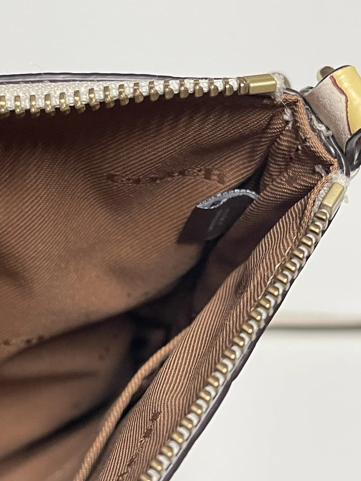 Bandolera Coach Floral Swingpack Crema Amarillo Rosa Bolso de Cuero Cartera Auténtica Foto 2 de 4