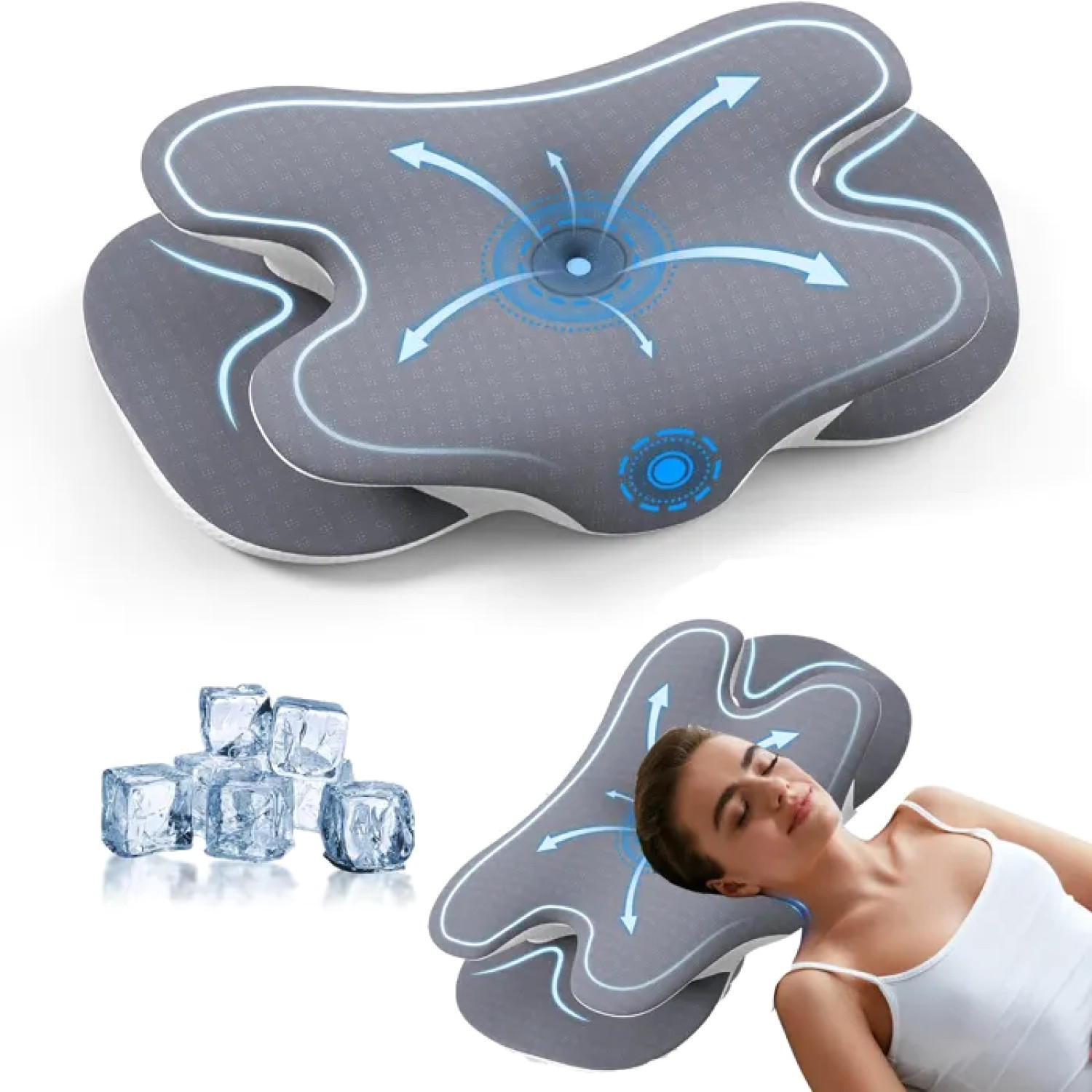Soulager mal de cou avec oreiller cervical ergonomique à mémoire de forme 60x40 cm