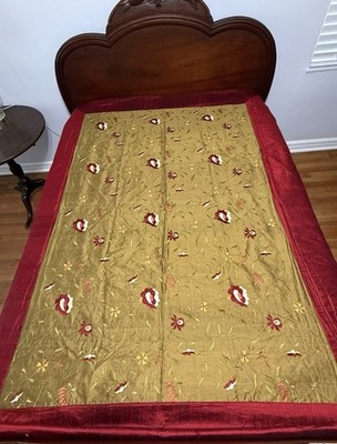 NEW! Full Size Indian Silk Embroidery Bedspread