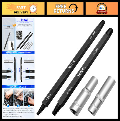 4PCS Spark Plug Removal Kit - 10mm & 12mm Sockets, Easy Broken Plug Extractor