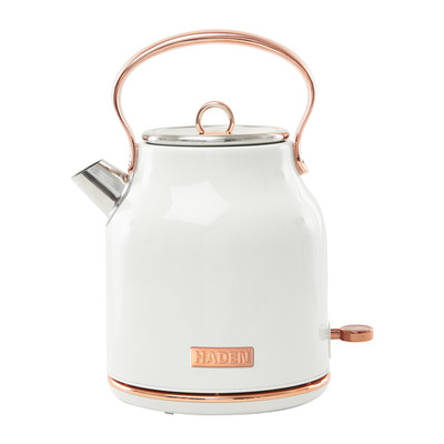 Haden Heritage 1.7 Liter Stainless Steel Electric Water Kettle, Ivory & Copper