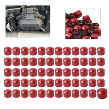 60X Engine Screw Caps Bolt Cover Kit Red For Harley Fat Boy Electra Glide Dyna