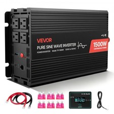 1500W Power Inverter,12V DC to 120V AC Pure Sine Wave Inverter,Car Charger Conve