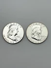 1961 ,1962 Franklin Silver Proof Half Dollars 90% Silver Gem Proof Lot #1130