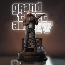 HAND PAINTED Niko Bellic Statue GTA 4 Figurine 3D Printed Sculpture Custom