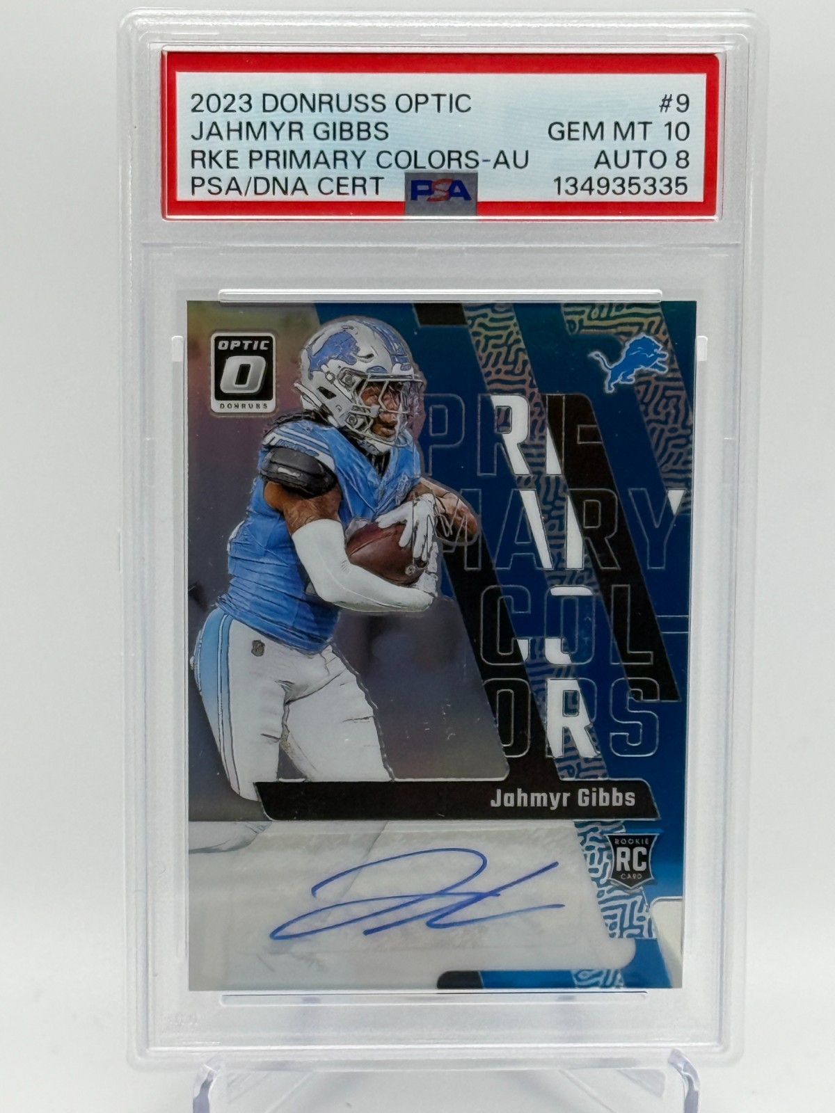 Jahmyr Gibbs Panini Donruss Optic Rookie Primary Colors #9 Autograph