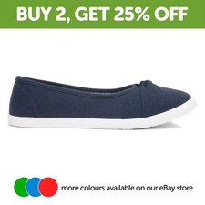 Lilley Womens Canvas Blue Adults Ladies Slip On Shoes Navy Flexible Casual SIZE