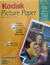 Kodak Picture Paper 8 1/2 x 11" Matte for All Inkjet Print 25 Sheets New Sealed