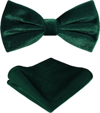 TIE G Men's Glitter Velvet Bow Tie  Pocket Square Set in Gift Box for Wedding,