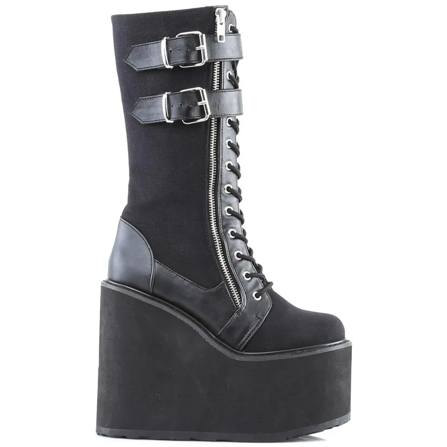 Demonia Swing-221 Canvas Wedge Platform Lace-Up K… - image 10