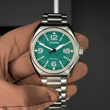 Citizen Green Dial Eco-Drive Date Indicator Men's Watch AW1571-76X