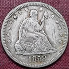 1858 Seated Liberty Quarter 25c XF #102232