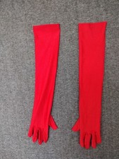 Long Red Girls Satin Like Gloves Costume Gloves 20" Long