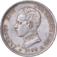 [#1507344] Spain, Alfonso XIII, 2 Pesetas, 1905, Madrid, Silver, AU