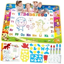 Toddler Toys Water Doodle Mat: 40 X 30 Inch Mess Free Coloring & Drawing 