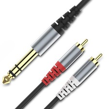6.35mm TRS to Dual RCA Audio Cable, 1/4" inch Male TRS to 2 RCA Male Stereo A...