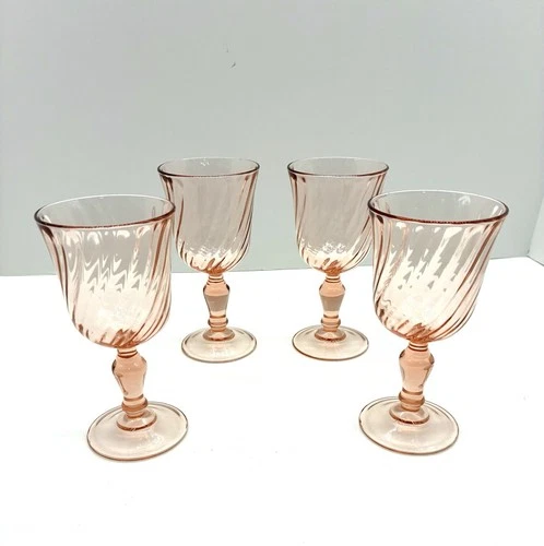 Vintage ROSALINE Pink Swirl Glass Wine 5oz Goblet LUMINARC France REPLACEMENT