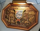 Vintage 1980 Old Style Wood Carving Plastic Lighted Beer Sign 22" X 16" X 5" O2