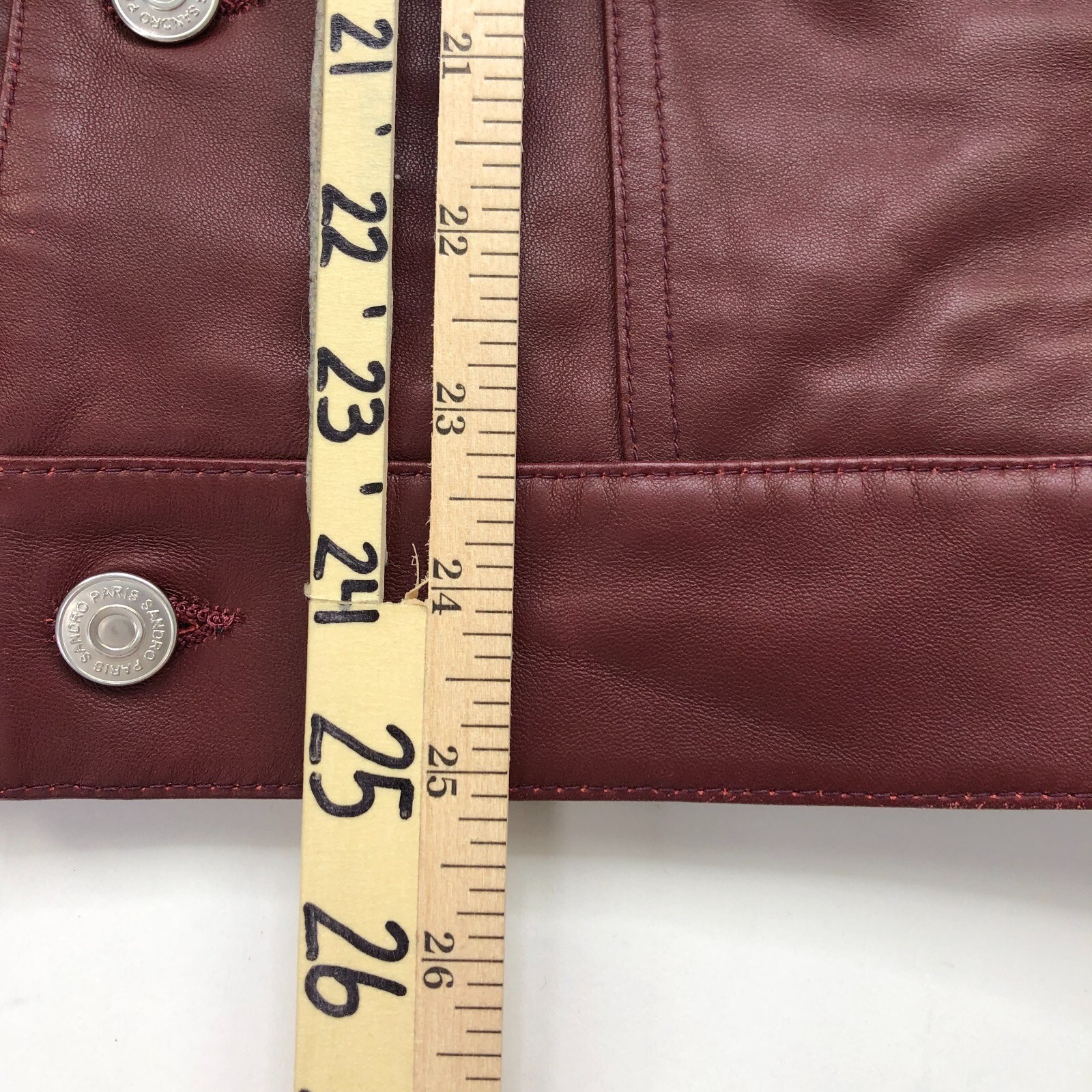 Sandro Large Mens Button Front Collared Biker Lea… - image 7