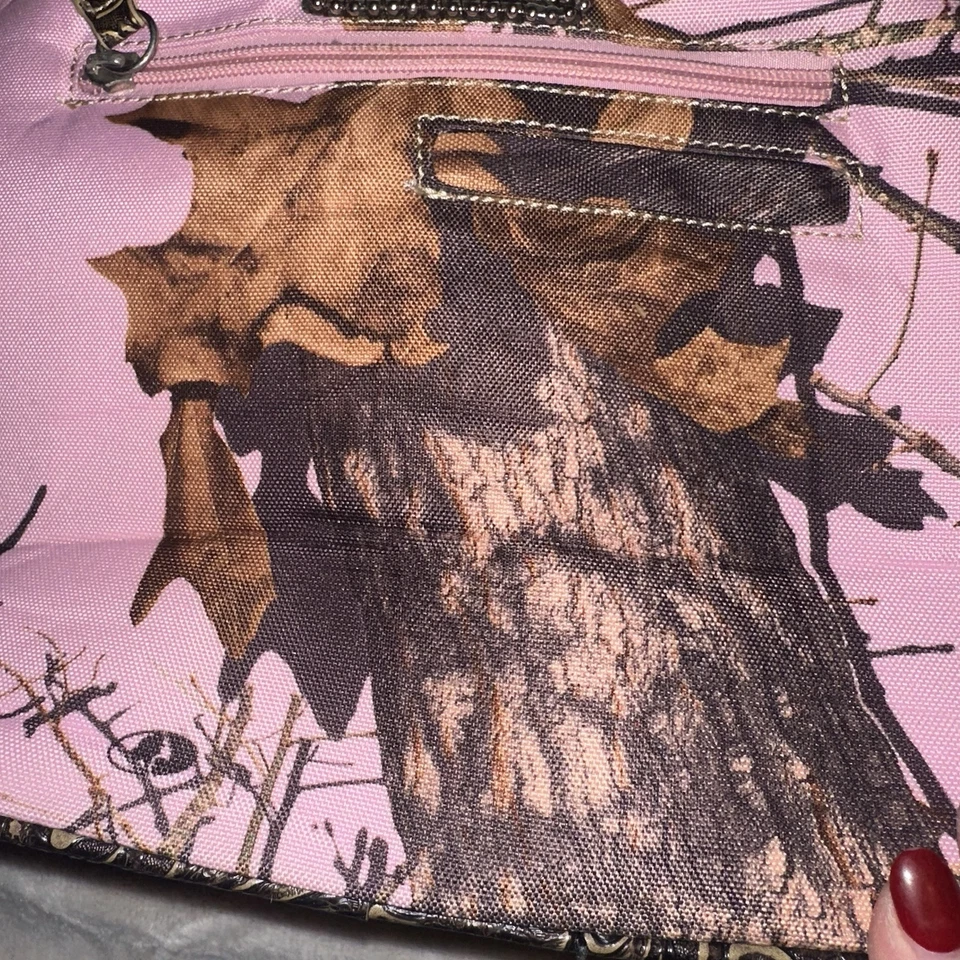 Vintage Mossy Oak Camouflage Pink Handbag DBH1006 with Rhinestone Accents - Image 4 of 4