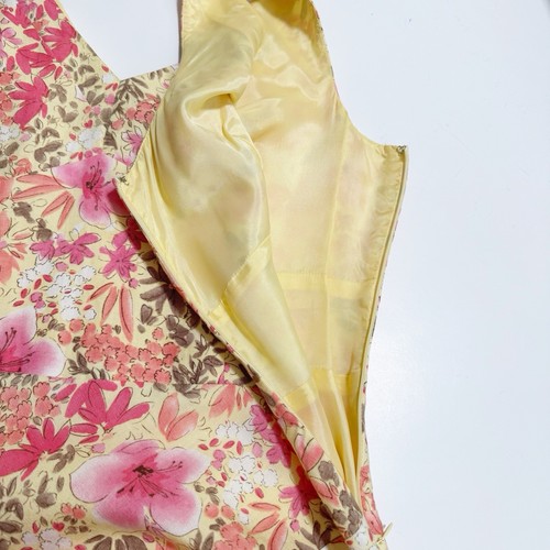 Loft Floral Linen Blend Dress Yellow Pink Size 8 - Picture 8 of 11