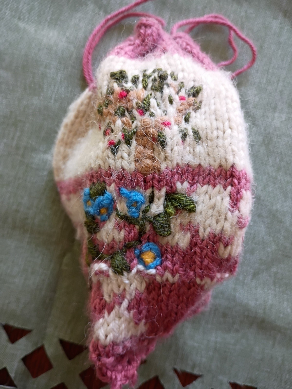 Wool Drawstring Bag Knit Used - image 3