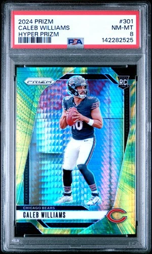 2024 PANINI PRIZM HYPER PRIZM #301 CALEB WILLIAMS ROOKIE RC 107/180 PSA 8