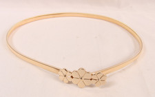 Skinny Stretch Belt Gold Color with Floral Detail Fit 26-30 Inches New