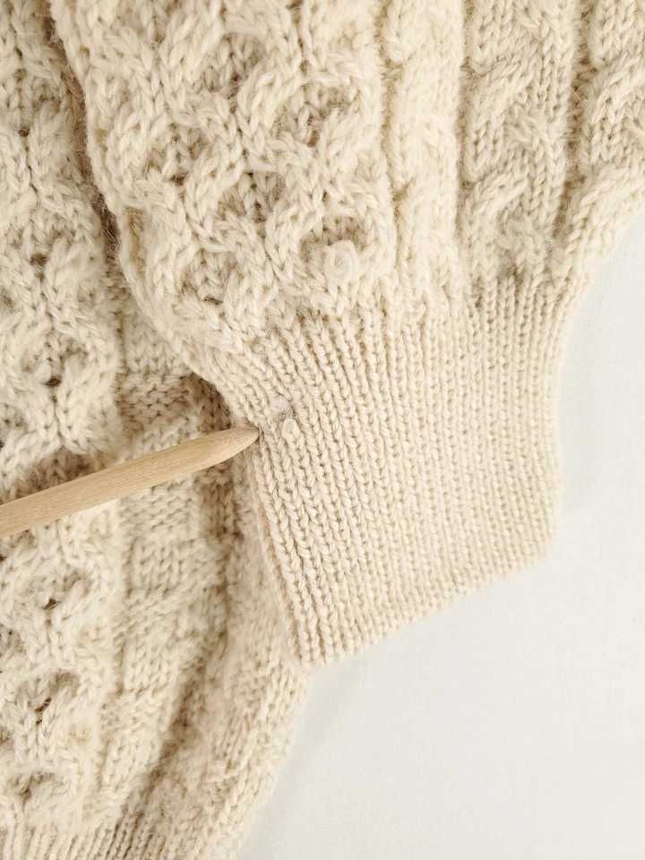 Suéter Gaeltarra Lana Mezcla Alpaca Tejido con Cable Grueso Crema Para Hombres L Foto 2 de 4