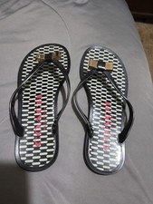 COACH New York Landon Black Thong Jelly Flip Flops Sandals with Gold Bow Size 5B
