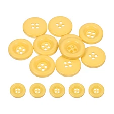 10pcs Sewing Button 15mm 4 Holes Resin Round Crafting Buttons, Yellow