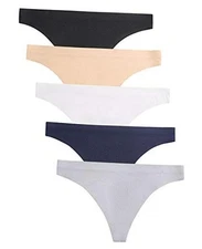  Seamless Thongs for Women No Show Thong Underwear Women Medium C-5 Pack Basics