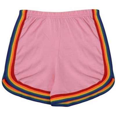 Kids Girls Shorts Gym Sports Rainbow Taped Baby Pink Summer Hot Short Pants 5-13