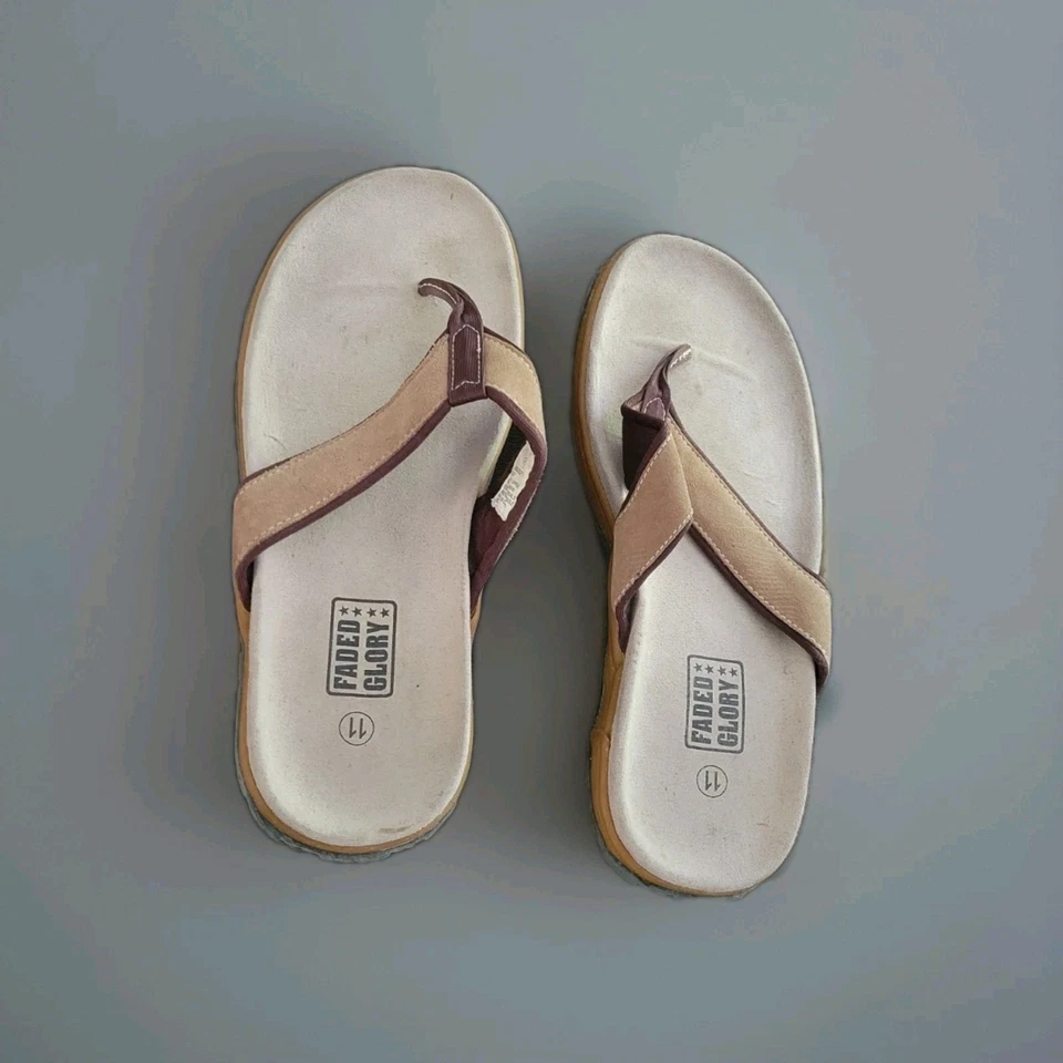 Sandalias Chanclas Descoloridas Glory Beige Gamuza Gruesas Talla 11 Foto 3 de 4