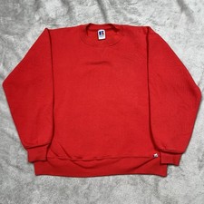 Vintage Russell Athletic Crewneck Sweatshirt Mens L Red Blank Raglan Made in USA