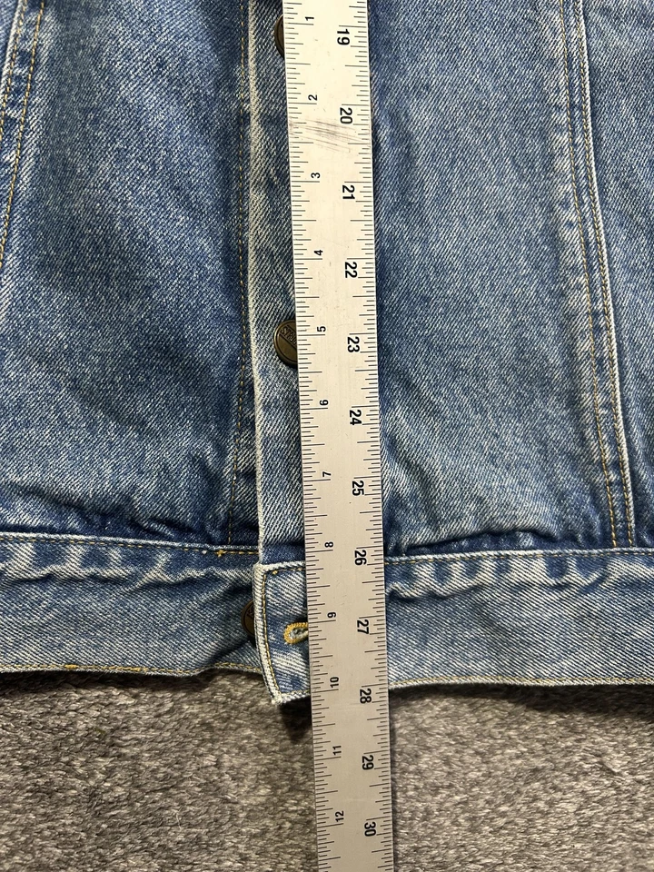 Vintage Structure Jacket Mens Medium Blue Denim Trucker Button Front Pockets 90s - Image 4 of 4