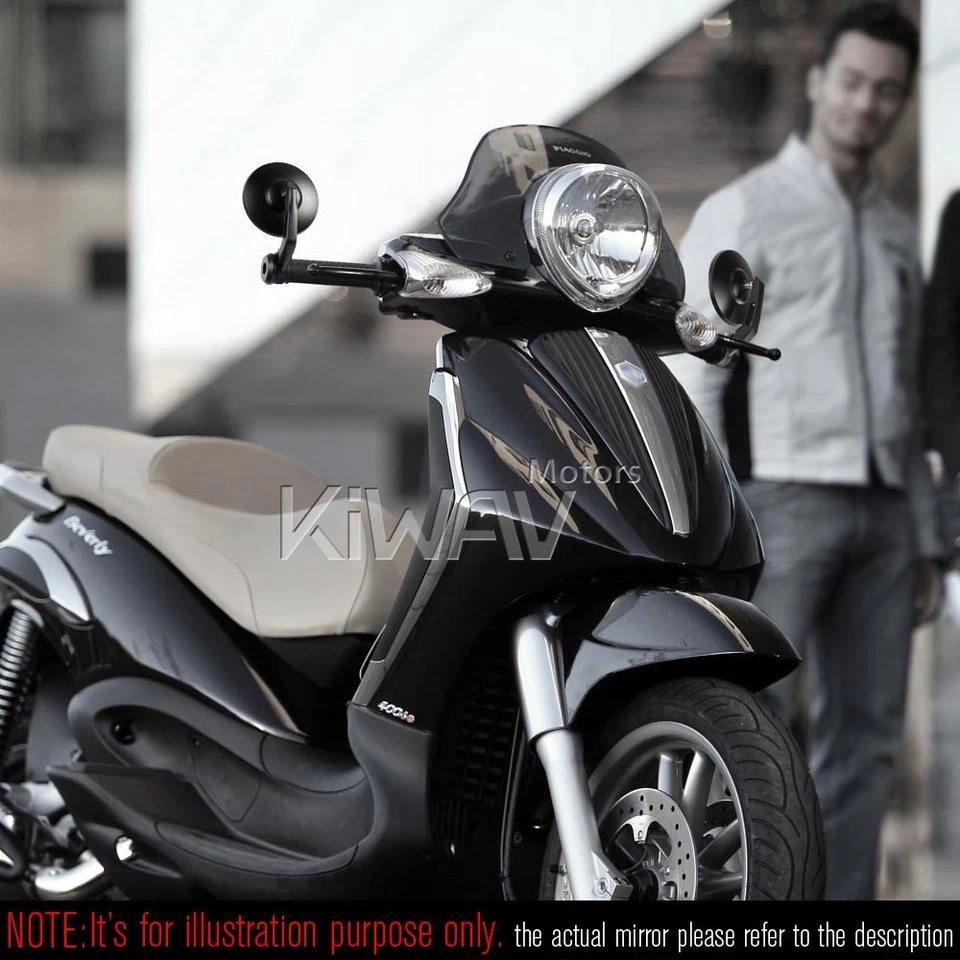 Espejo de extremo de barra BOB negro redondo vástago corto 6 mm atornillado se adapta a Yamaha YZF-R1 Foto 3 de 4