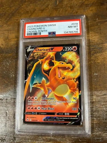 POKEMON 2023 Crown Zenith CHARIZARD V #018 PSA 8 RARE