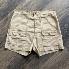 Women’s Large High Waist Cargo Utility Shorts Tan 4 Pocket USA Made Vintage