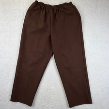 Brown Elastic Waist Straight Leg Pants Women 18 Made in USA