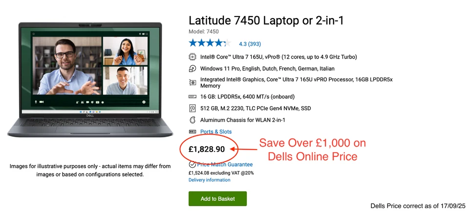 DELL Latitude 7450 2-in-1 Laptop, Ultra 7, 512GB SSD, 16GB Ram 14" Touch, B/NEW - Image 2 of 4